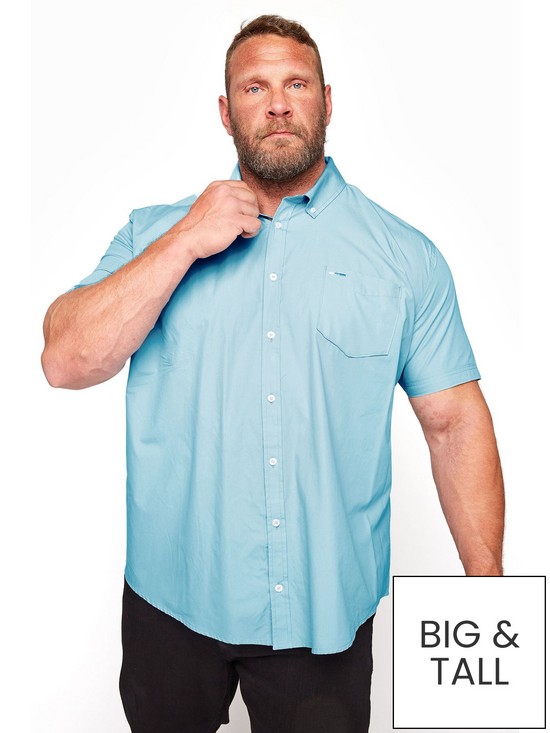 front image of badrhino-essential-short-sleeve-oxford-shirt-blue
