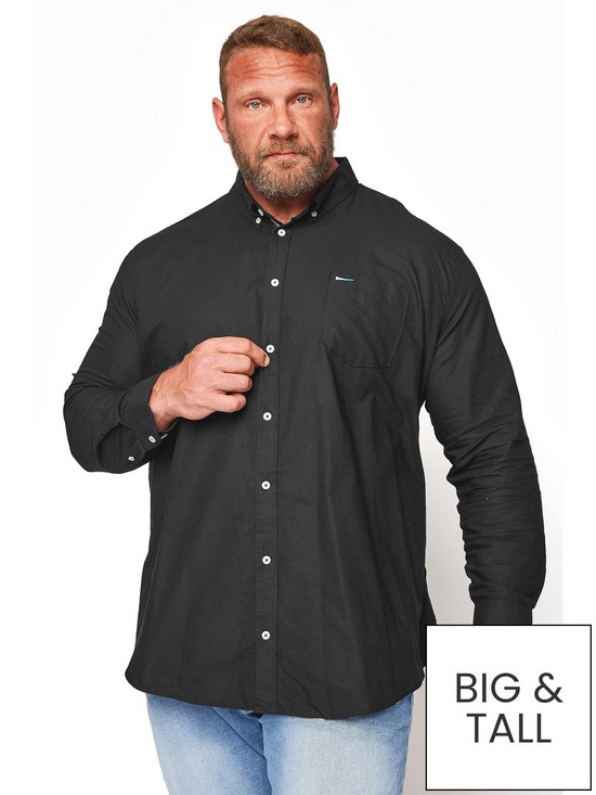 front image of badrhino-essential-long-sleeve-oxford-shirt-black