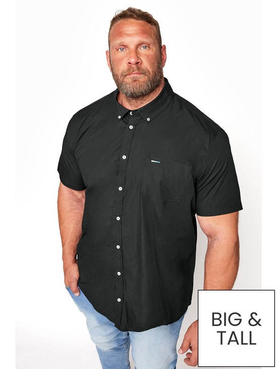 front image of badrhino-essential-short-sleeve-poplin-shirt-black