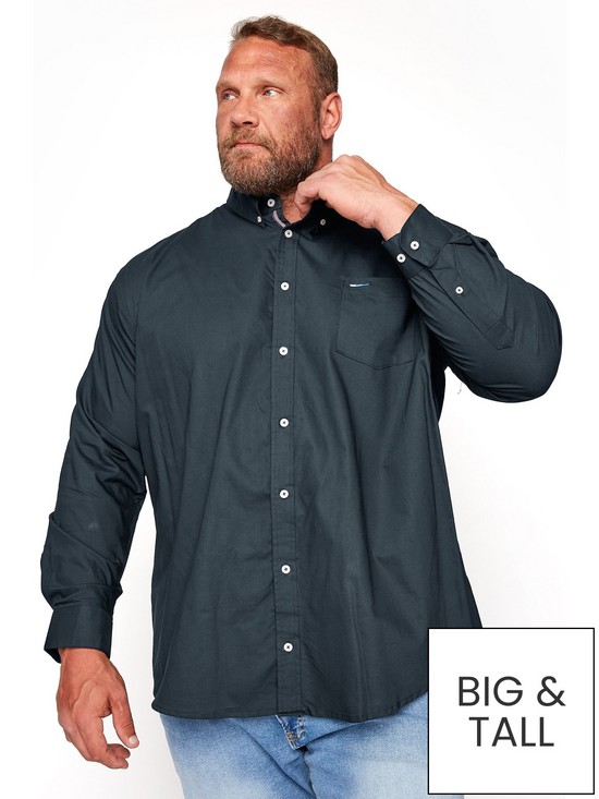 front image of badrhino-essential-long-sleeve-oxford-shirt-navy