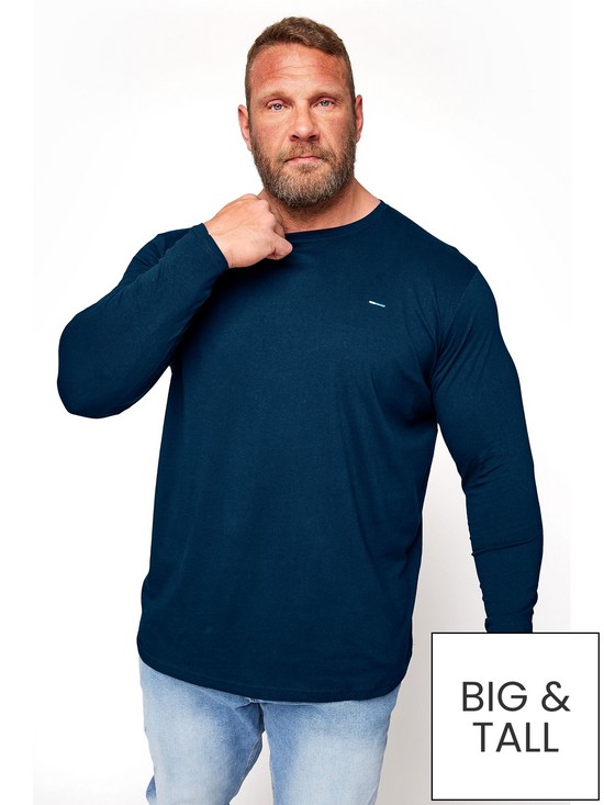 front image of badrhino-essential-plain-long-sleeve-t-shirt-navy