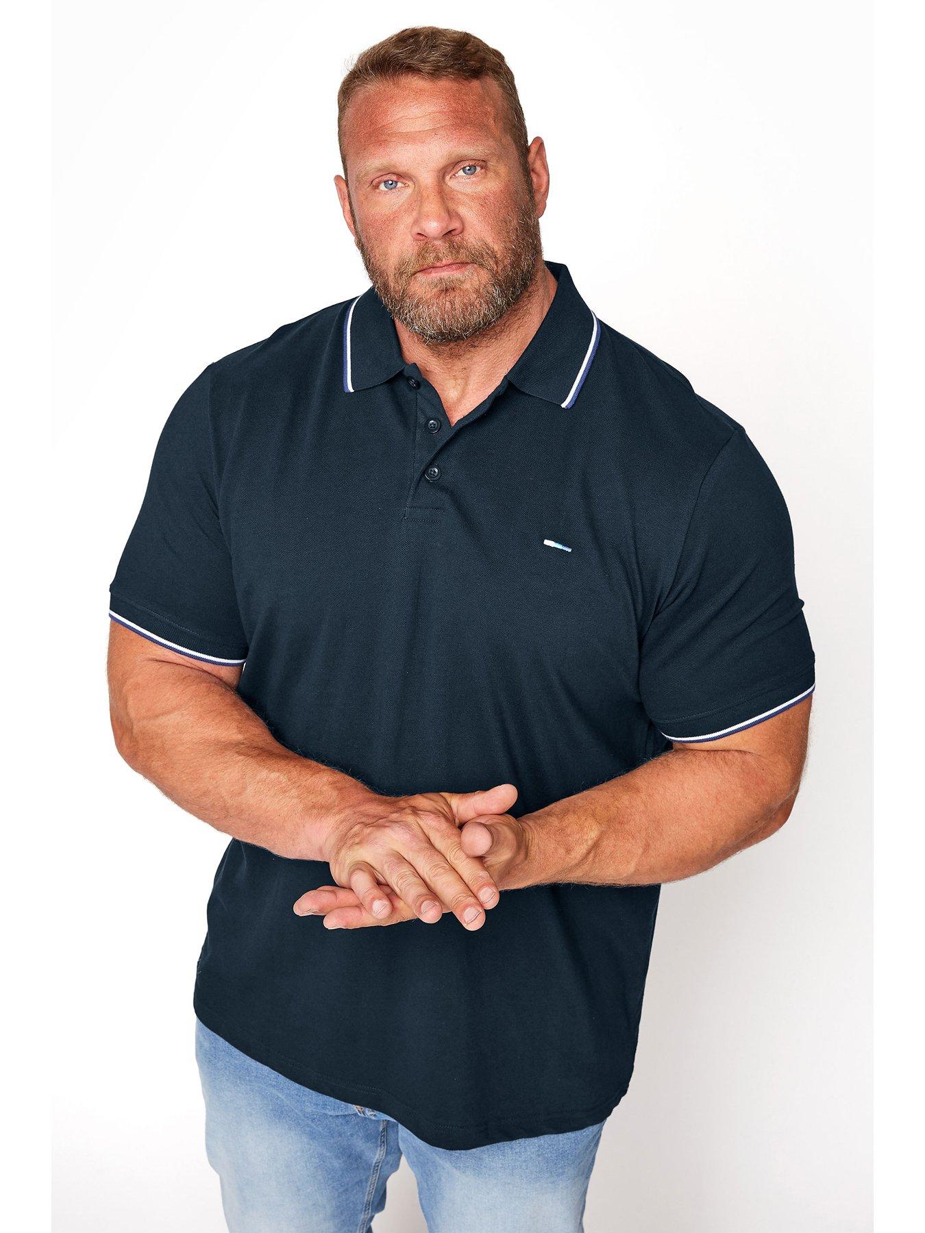  image of badrhino-essential-short-sleeve-tipping-polo-shirt-navy