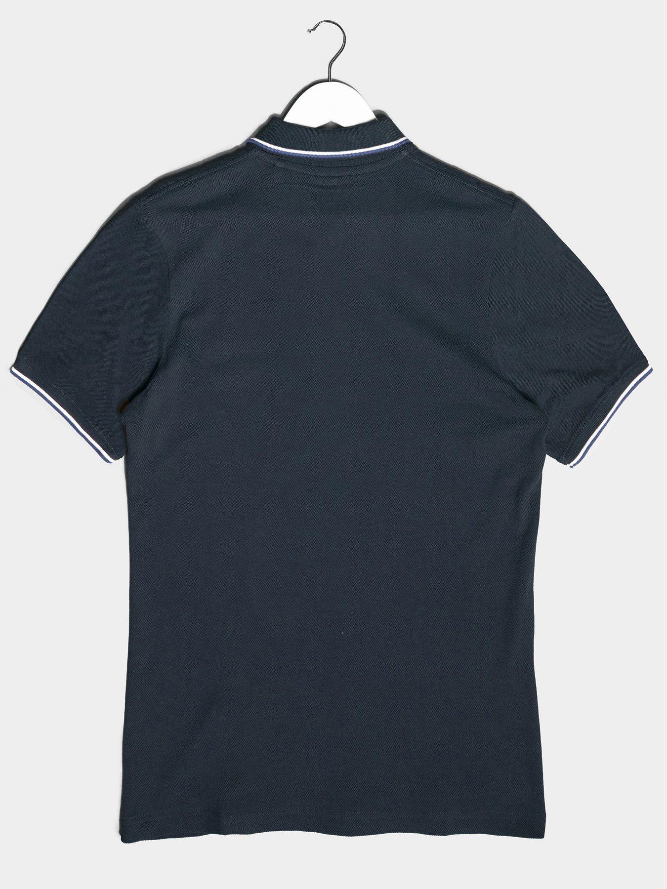  image of badrhino-essential-short-sleeve-tipping-polo-shirt-navy