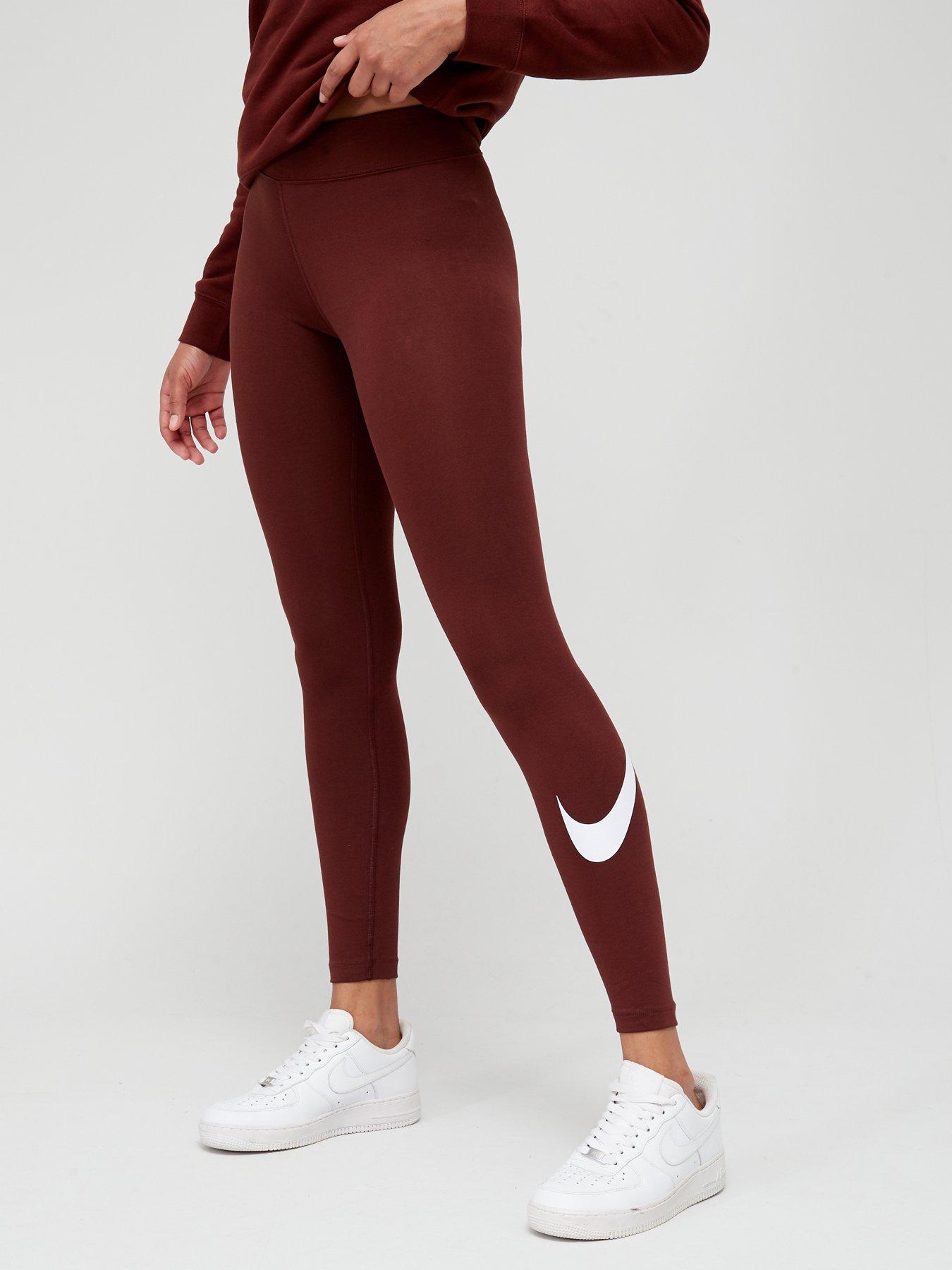 red nike swoosh leggings