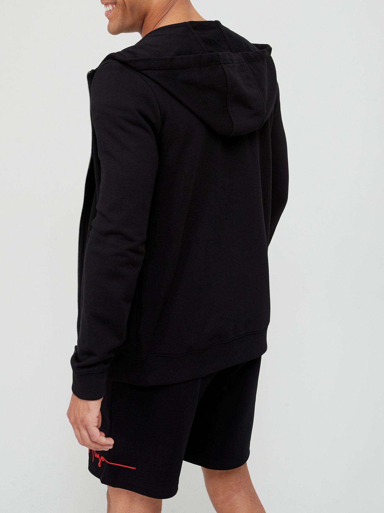 Image 2 of 4 of HUGO Daple Red Patch Logo Zip Through&nbsp;Hoodie - Black