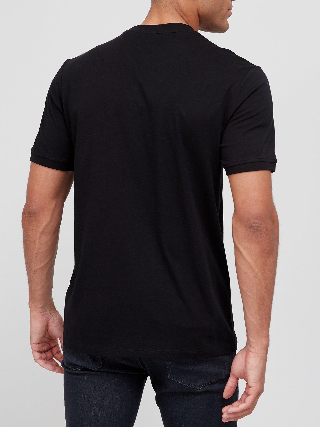 Image 2 of 4 of HUGO Mens Diragolino Red Patch Logo Crew Neck T-Shirt - Black