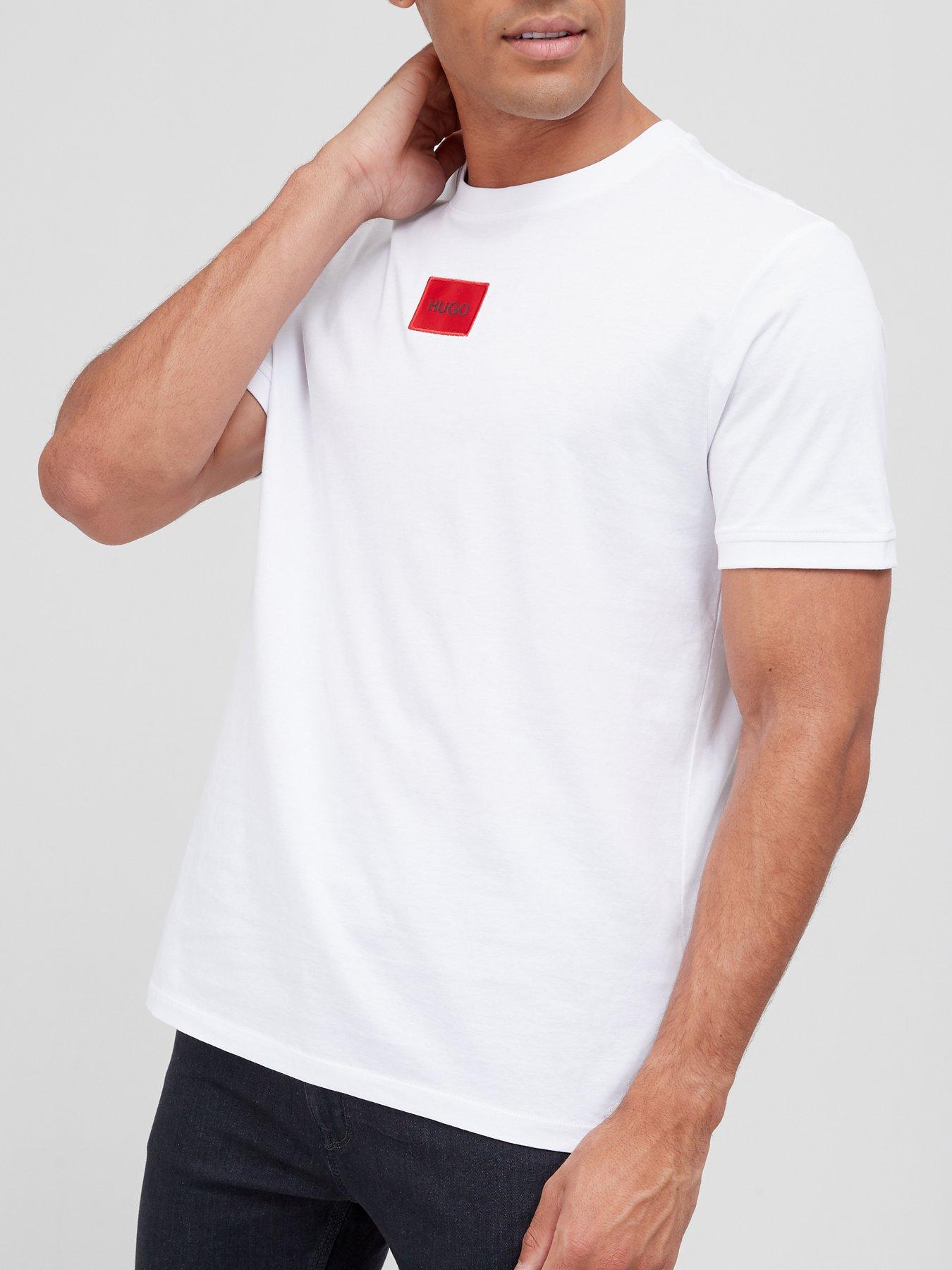HUGO Diragolino Red Patch Logo T-Shirt - White
