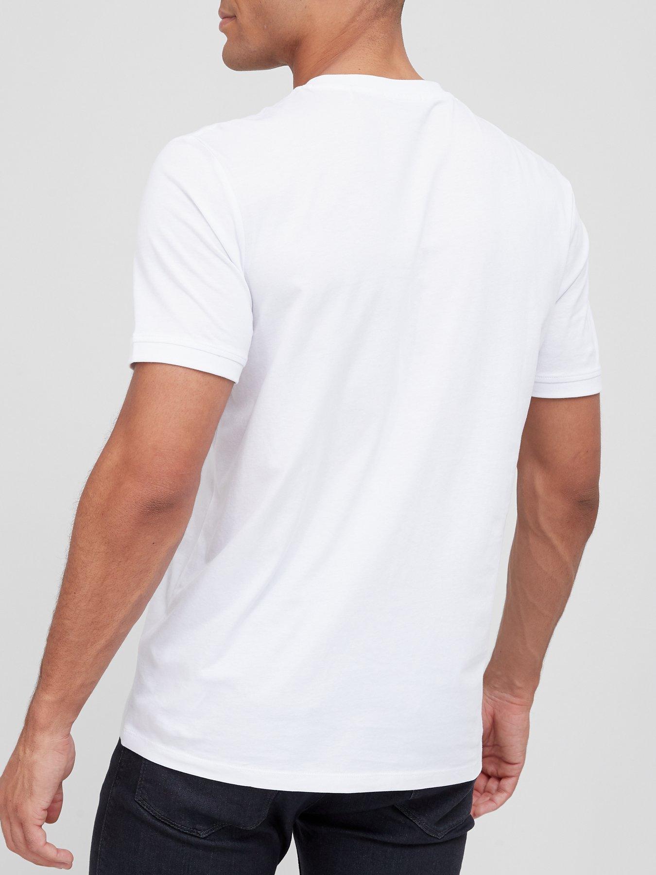 Image 2 of 4 of HUGO Mens Diragolino Red Patch Logo Crew Neck T-Shirt - White