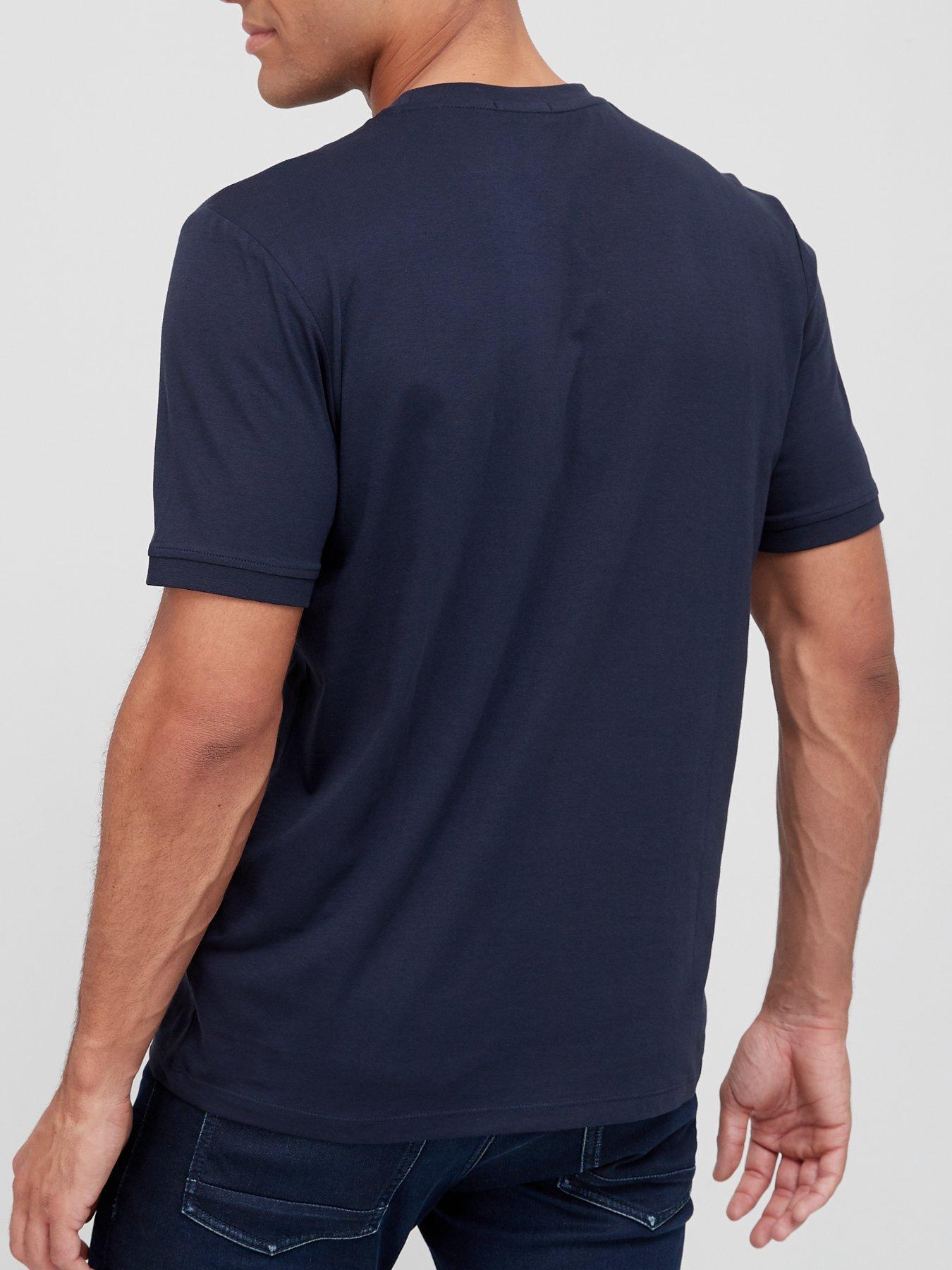 Image 2 of 4 of HUGO Mens Diragolino Red Patch Logo Crew Neck T-Shirt - Dark Blue