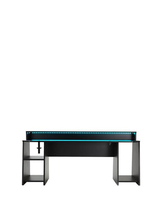 front image of tezaur-gaming-desk-with-colour-changing-lighting