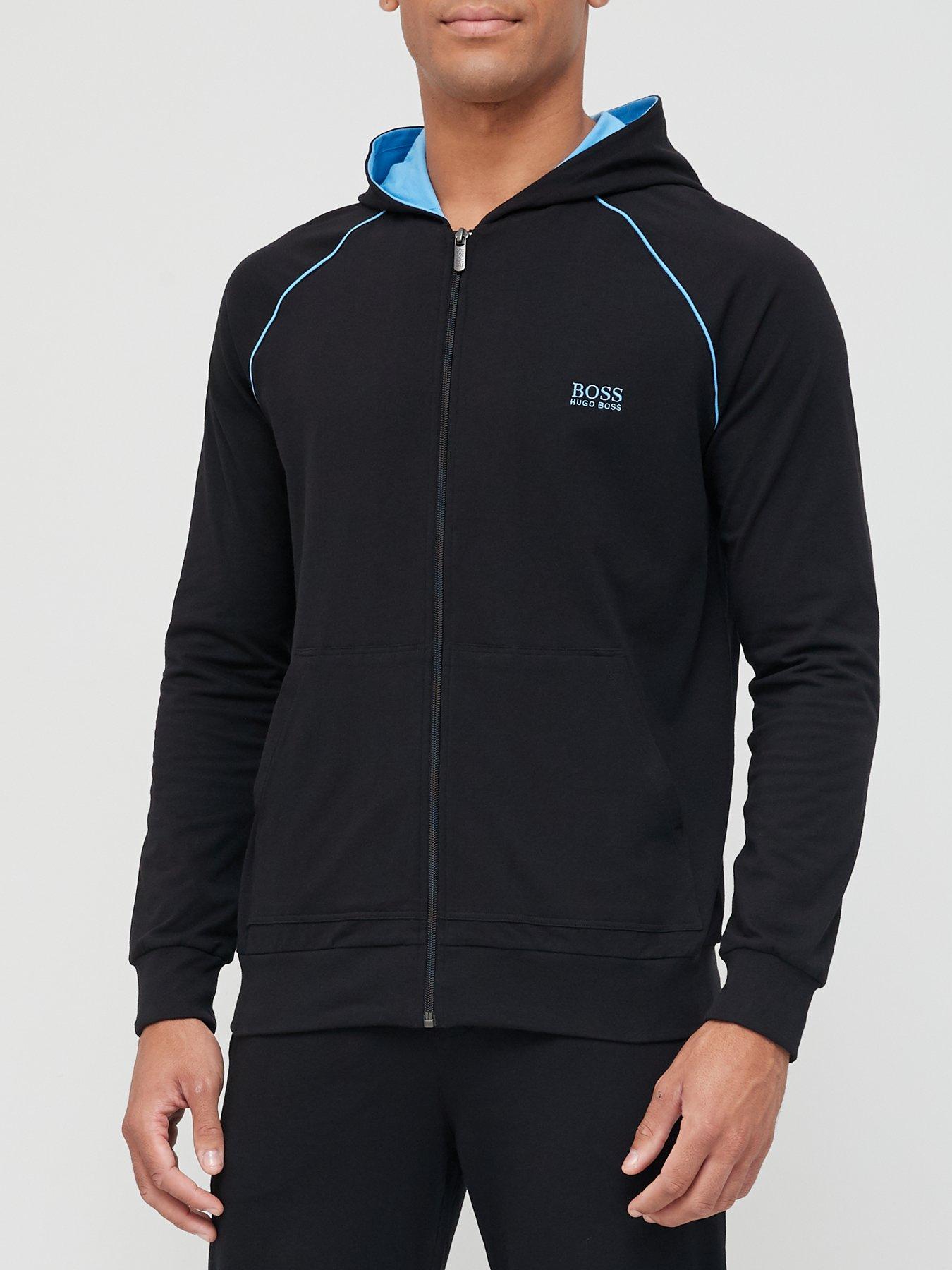 boss bodywear lounge full zip sweatshirt black