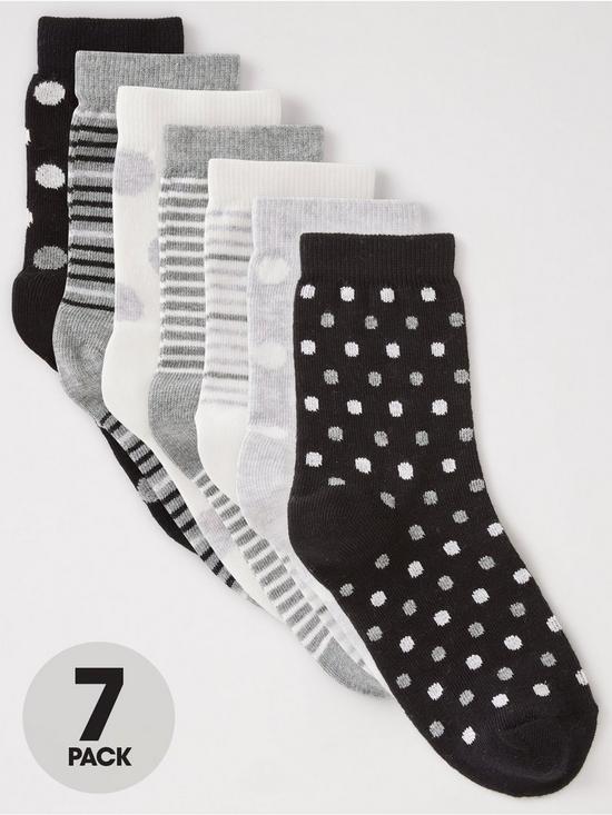 front image of mini-v-by-very-girls-7-pack-mono-stripe-and-spot-socks-multi