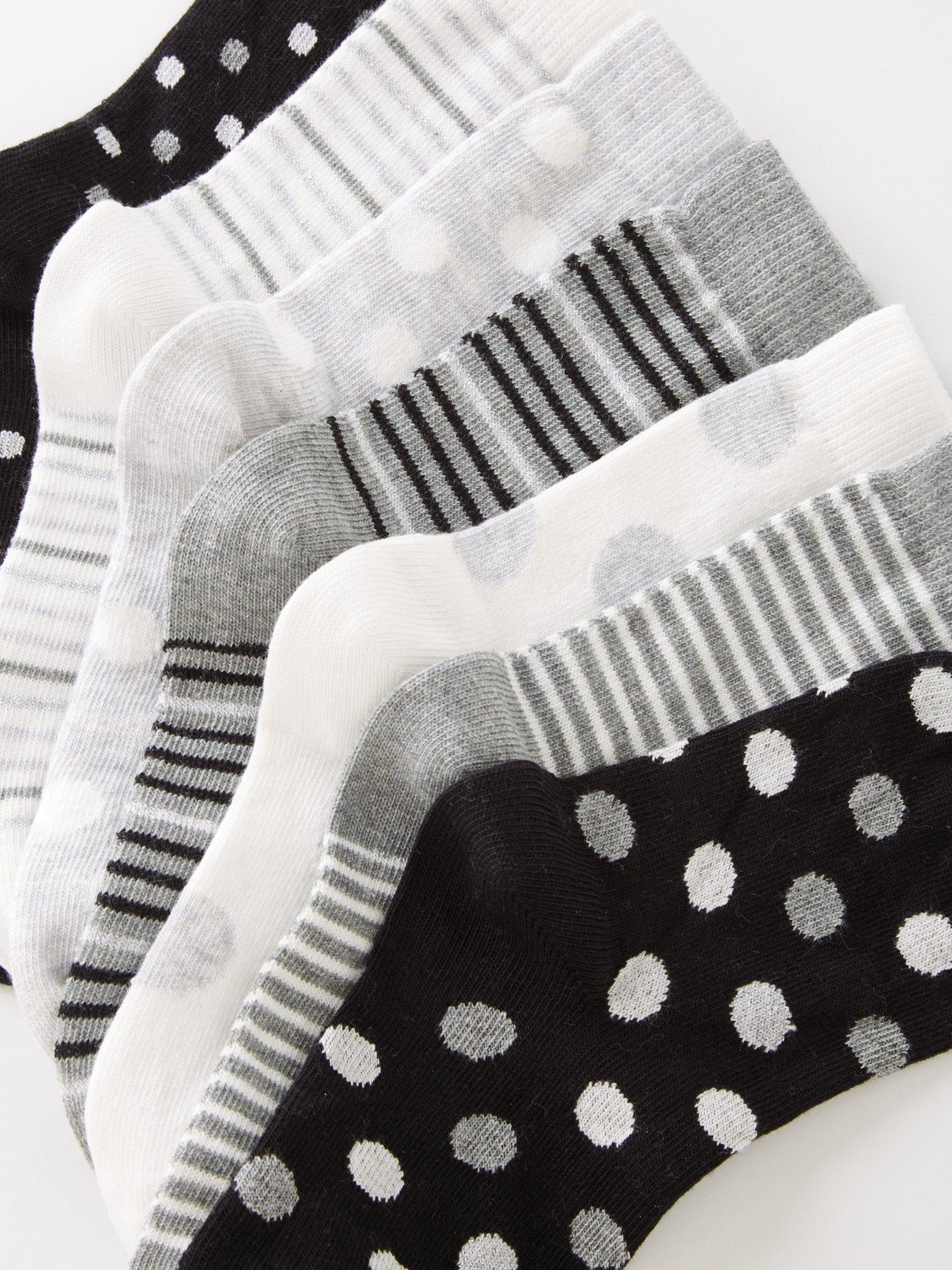 Image 3 of 3 of Everyday Girls 7 Pack Mono Stripe and Spot Socks - Multi