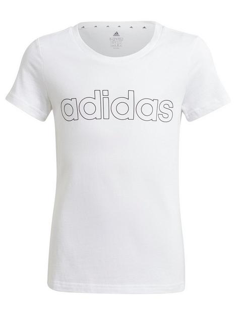 adidas-junior-girls-linear-t-shirt-whiteblack