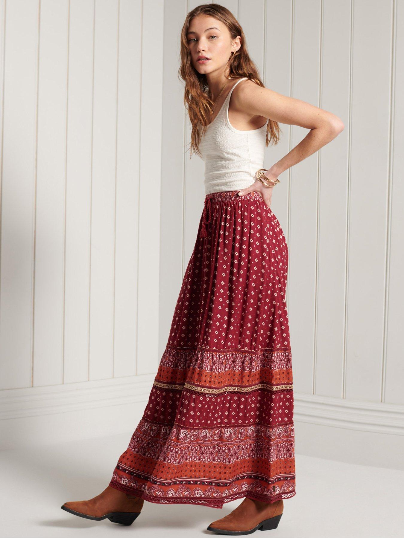 rust maxi skirt