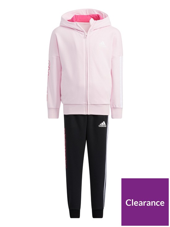 front image of adidas-little-girls-badge-of-sport-full-zip-hoodie-amp-pant-set