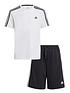  image of adidas-junior-boys-3-stripes-t-shirt-set-whiteblack