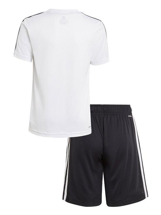back image of adidas-junior-boys-3-stripes-t-shirt-set-whiteblack