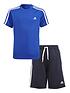  image of adidas-junior-boys-3stripesnbspt-shirt-set-bluewhite