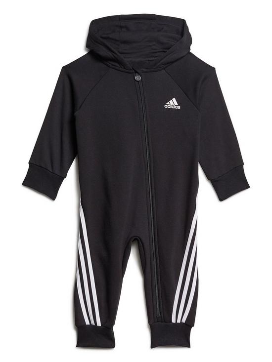 front image of adidas-infant-unisex-future-icons-all-in-one-blackwhite