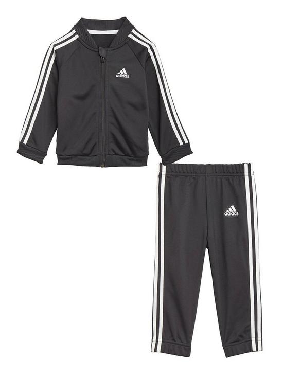 front image of adidas-infant-unisexnbsp3-stripes-tricotnbsptracksuitnbsp--blackwhite
