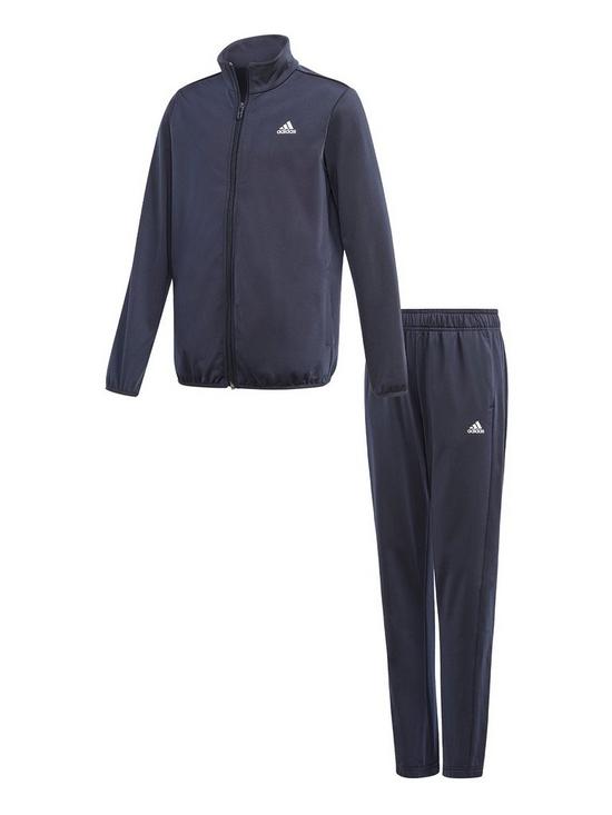 front image of adidas-sportswear-junior-big-logo-tracksuit-navy-white