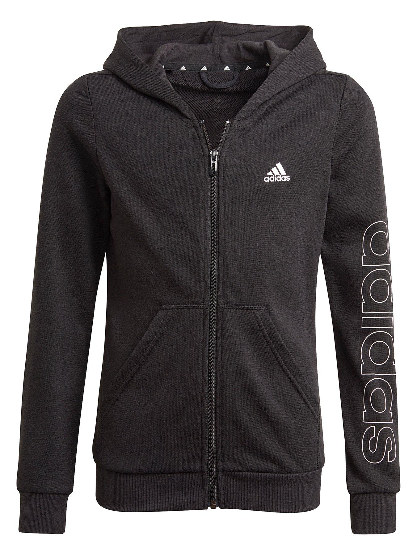 UNDER ARMOUR Girls Rival Fleece Crop Hoodie - Black/White