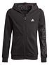  image of adidas-junior-girls-linear-logo-full-zip-hoodie-blackwhite