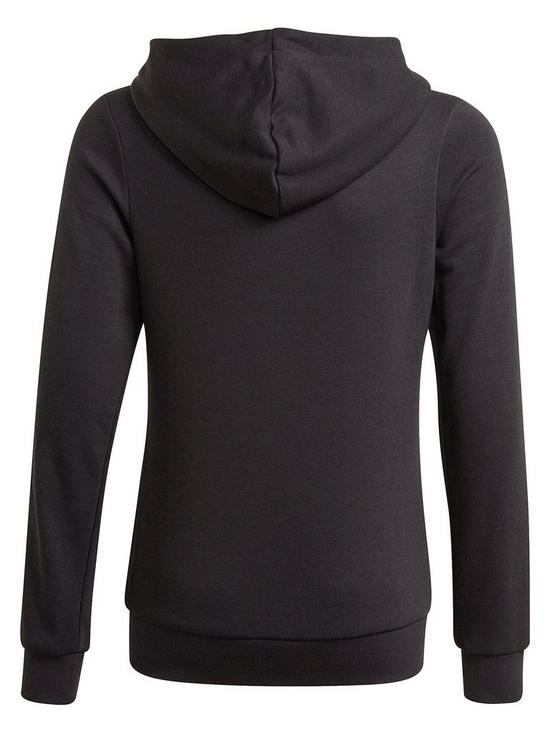 back image of adidas-junior-girls-linear-logo-full-zip-hoodie-blackwhite
