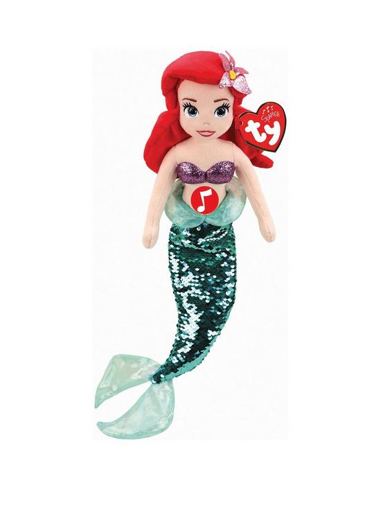 front image of ty-disney-princess-ariel-plush-doll-35m-with-sound