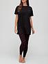  image of v-by-very-amour-lips-longline-t-shirt-and-legging-pyjamas-black