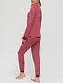  image of v-by-very-stripe-henley-soft-touch-lounge-pyjamas-burgundy-white