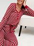  image of v-by-very-stripe-henley-soft-touch-lounge-pyjamas-burgundy-white