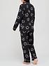  image of v-by-very-star-and-moon-woven-button-through-pyjamasnbsp--black-white