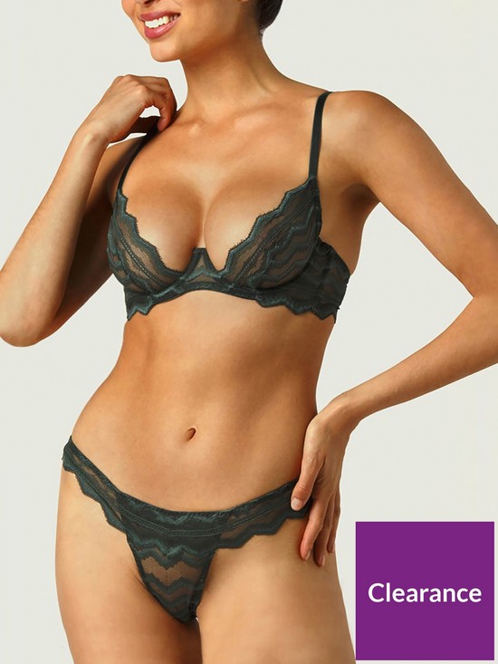 front image of muse-by-coco-de-mer-margot-brazilian-knicker-forest-green