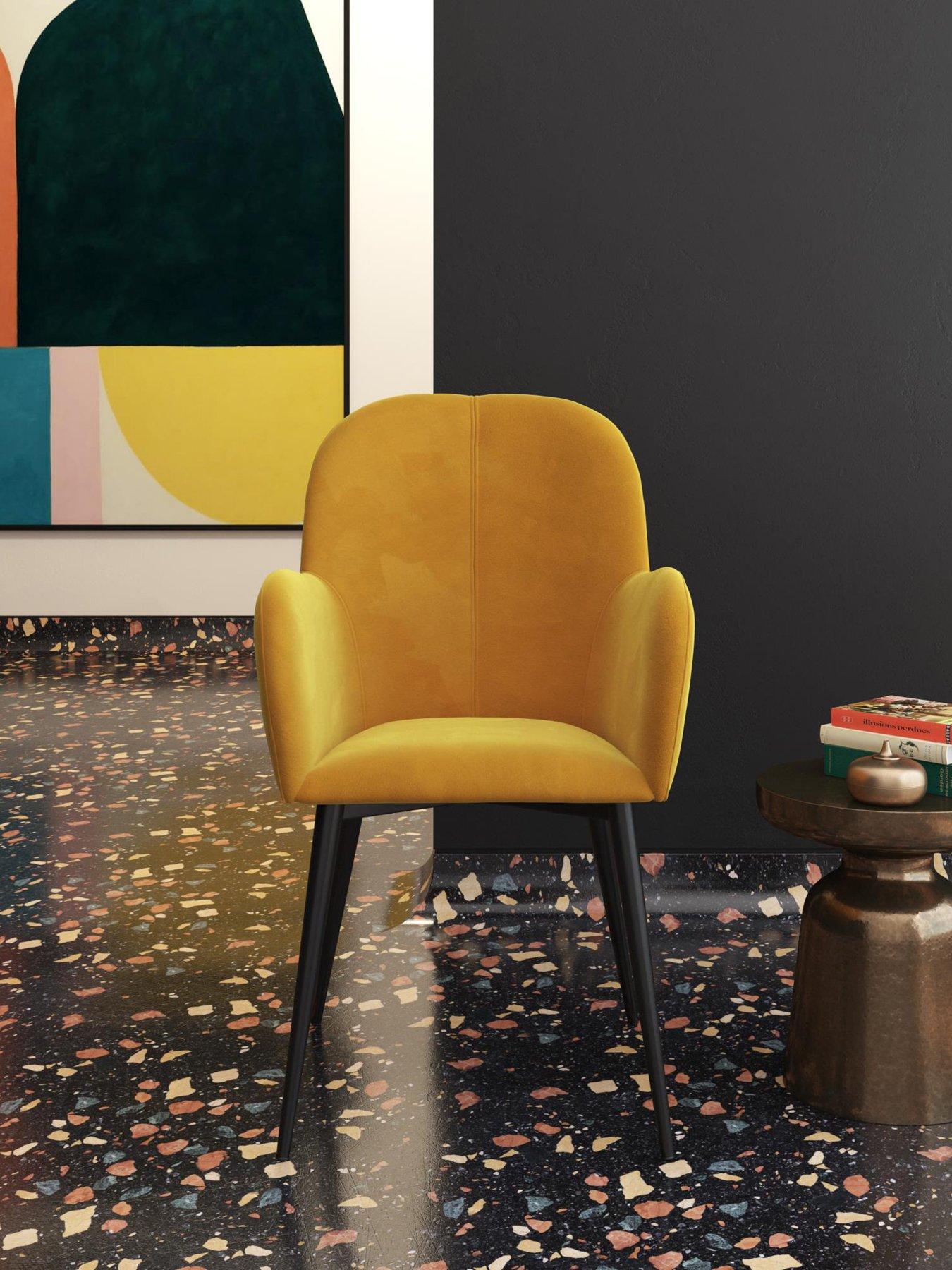 front image of cosmoliving-by-cosmopolitan-fitz-accent-velvet-chair-mustard