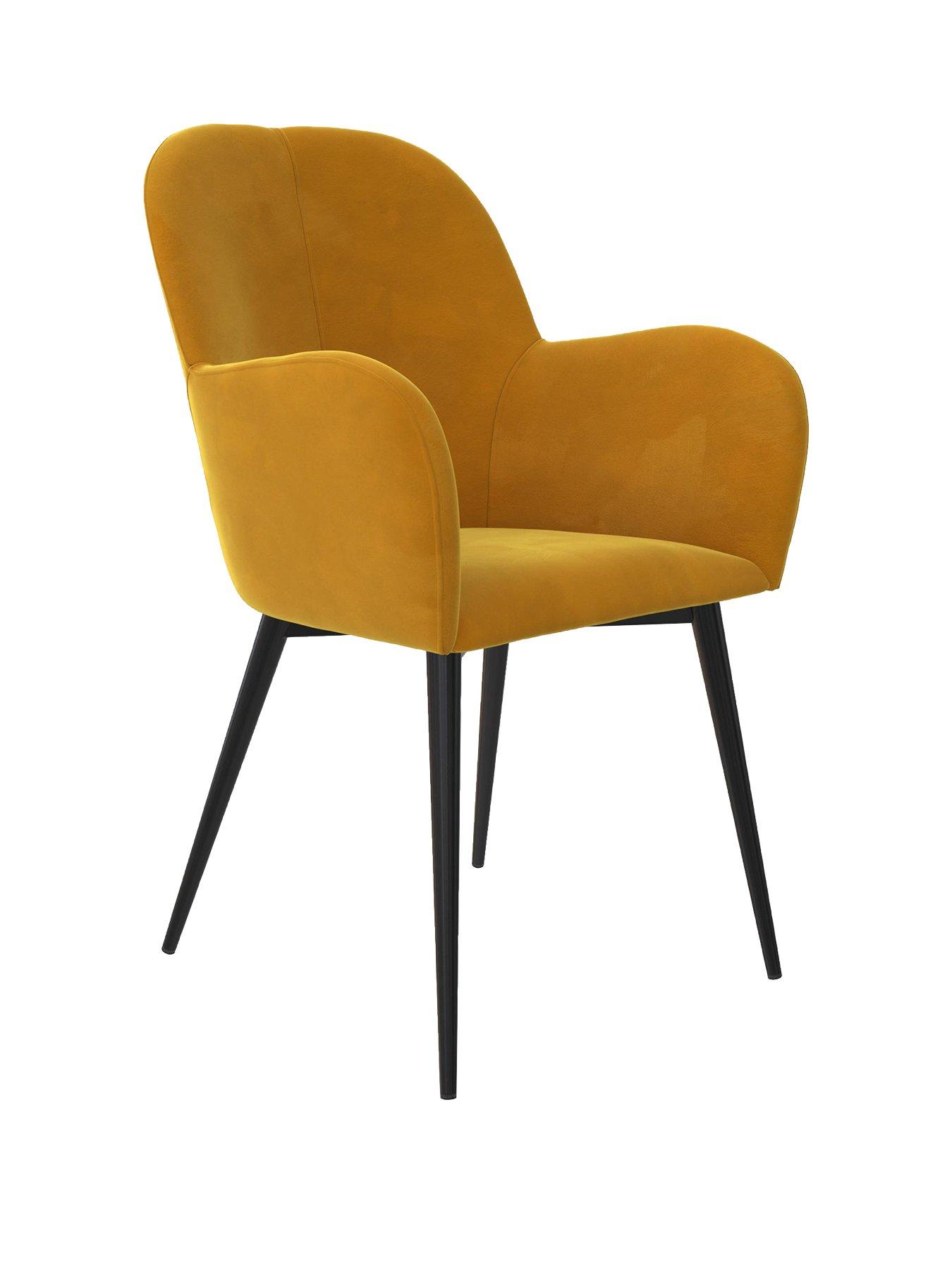  image of cosmoliving-by-cosmopolitan-fitz-accent-velvet-chair-mustard