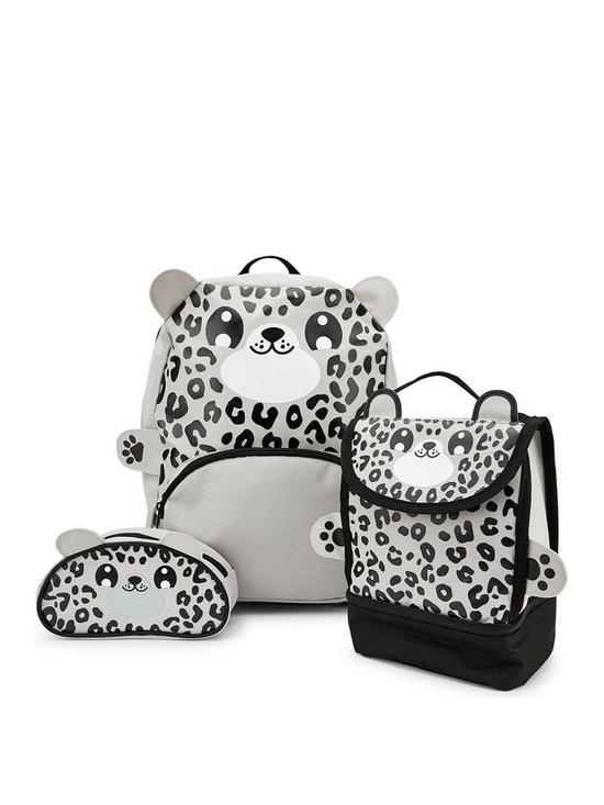 front image of snow-leopard-backpack-lunchbag-amp-pencil-case-set
