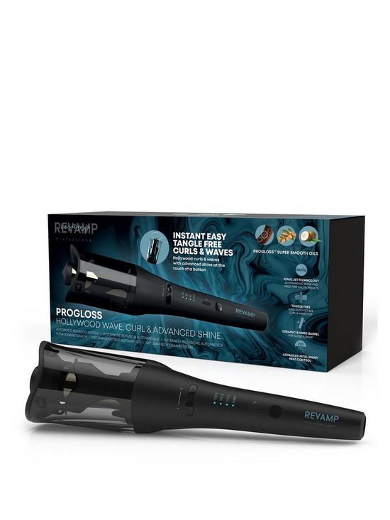 front image of revamp-progloss-hollywood-wave-advanced-protect-and-shine-automatic-curler-cl-2250