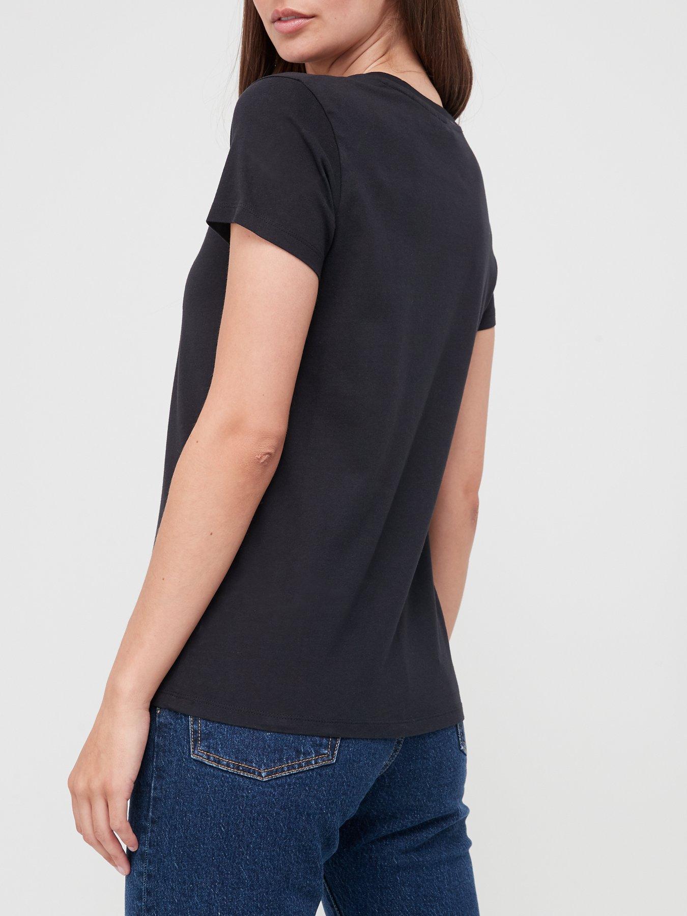 Image 2 of 4 of Levi's Womens Crew Neck Short Sleeve Regular Fit Perfect T-Shirt - Black