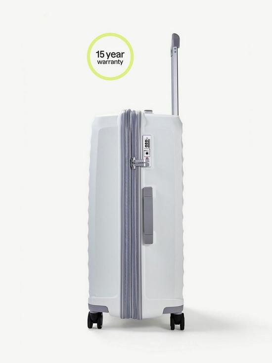 back image of rock-luggage-sunwave-8-wheel-suitcase-cabin-white