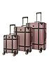  image of rock-luggage-vintage-8-wheel-suitcases-3-piece-set-pink
