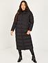  image of quiz-padded-hooded-longline-coat-black