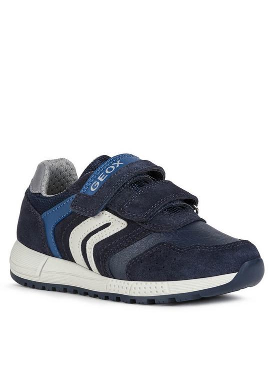 front image of geox-alben-boys-double-strap-trainer-navywhite