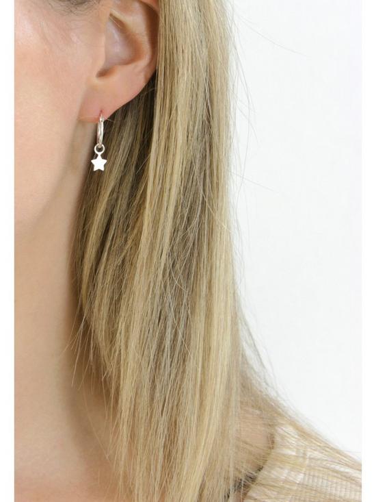 stillFront image of the-love-silver-collection-sterling-silver-moon-star-huggie-hoop-earrings