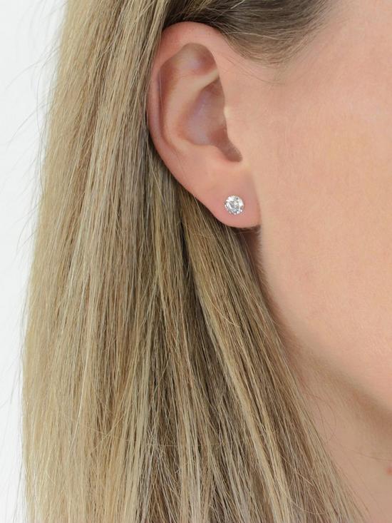 stillFront image of love-gold-9ct-white-gold-set-of-two-5mm-cubic-zirconia-stud-earrings