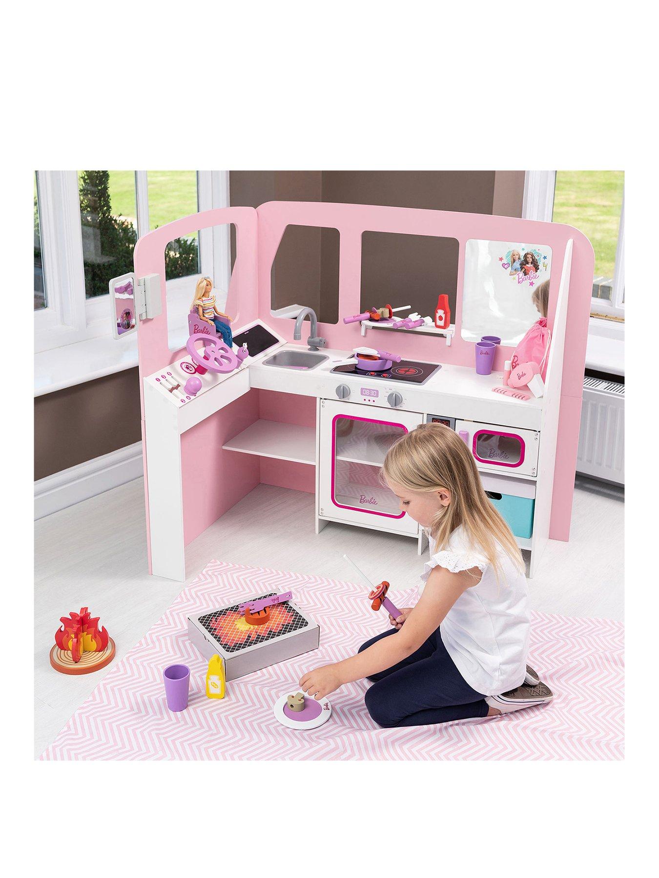 Barbie Deluxe Wooden Campervan and Kitchen with Accessories littlewoods