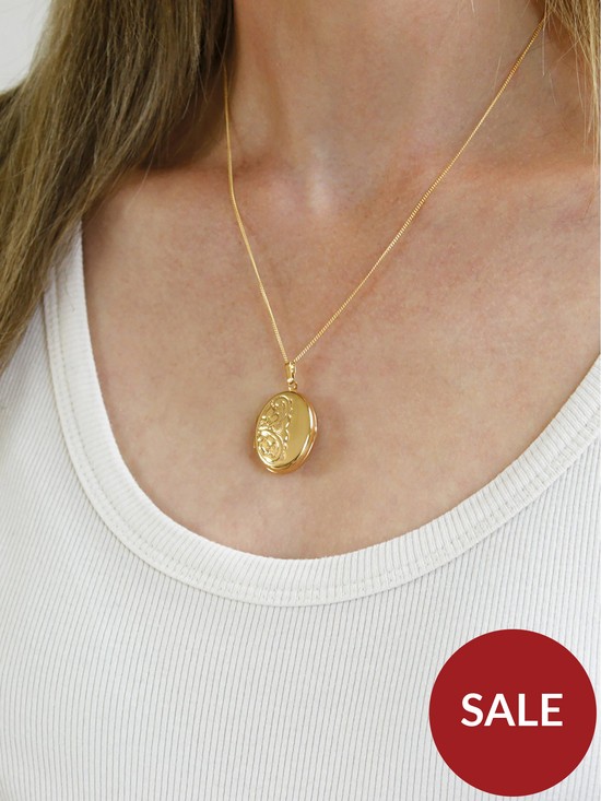 stillFront image of love-gold-9ct-rolled-gold-oval-locket-pendant-necklace