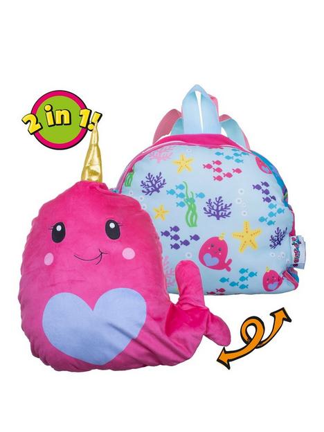 zipstas-snuggle-pals-2-in-1-reversible-girls-backpack-to-narwhal-soft-toy