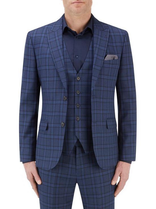 front image of skopes-angus-slim-fit-bold-check-lyfcycle-jacket-navy-check